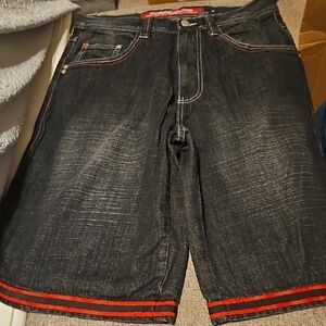 Men's Denim Shorts with Red Trim